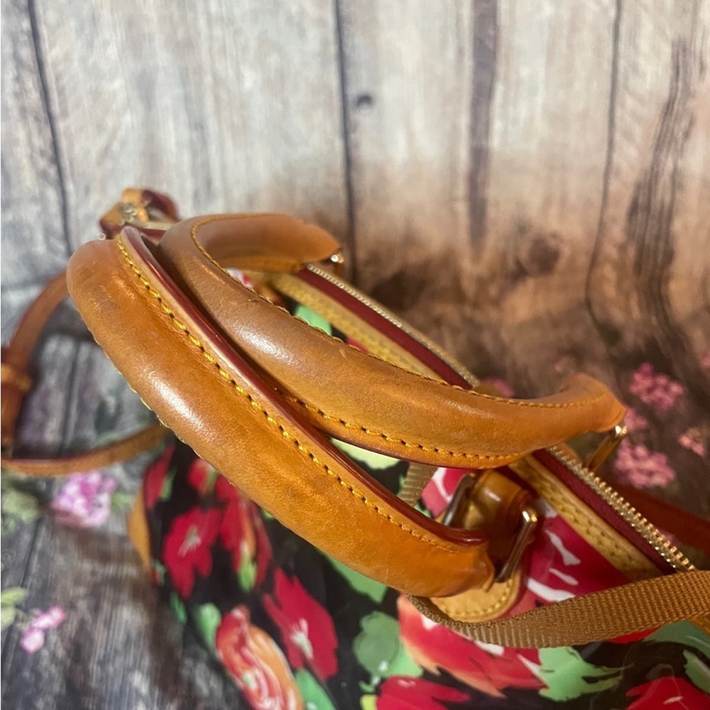 Dooney & Bourke Vibrant Floral Satchel with Tan Leather - Picture 4 of 11